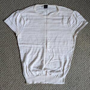 Cream Cotton GAP Short-Sleeve with Open-Knit Stripes, size S